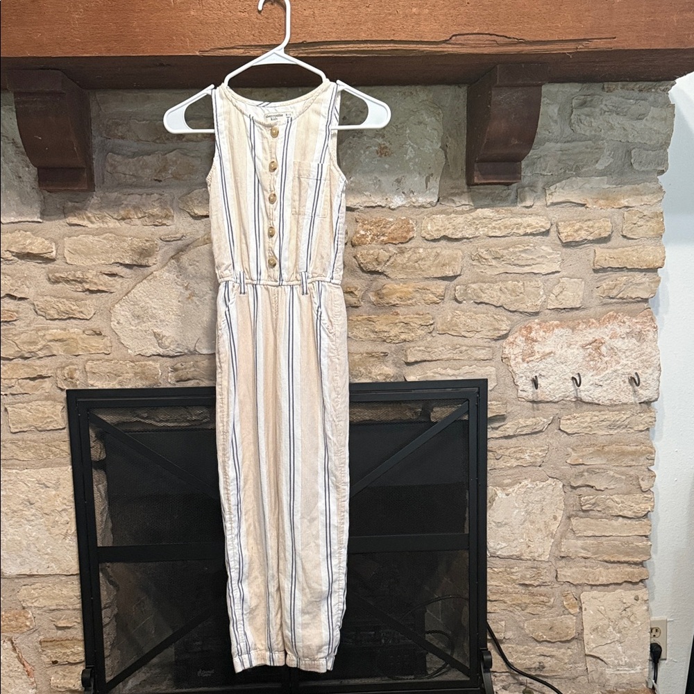 Abercrombie Kids White and Tan Striped romper